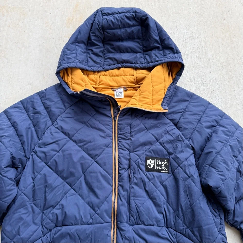Flylow Quilted Parka Jacket Men Size XL High Fives Blue Outdoor Puffer - Picture 2 of 10